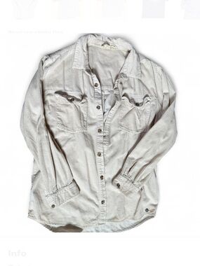 Roxy Cream Ribbed Button-Up Shirt